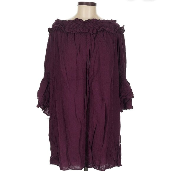 ✨  MISS ME ✨ 100% Viscose Burgundy Casual Dress - Picture 1 of 5